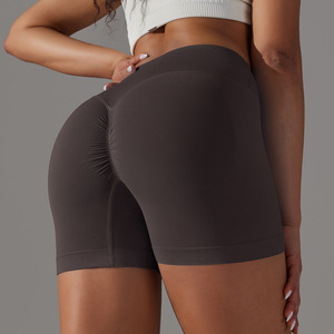 Shorts de cyclisme côtelés sans couture pour femmes, taille croisée, effet galbant fessier, anti-frottement des cuisses, pour la gym, la course et l'entraînement, vente en gros OEM ODM - Product Image 1