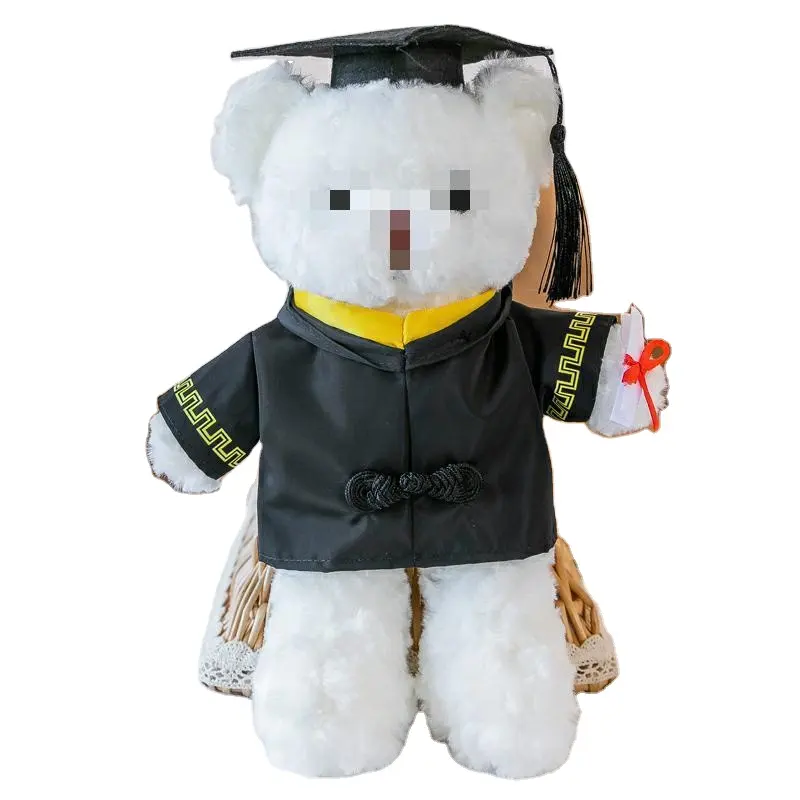 QY नई आगमन हॉट डॉक्टर टोपी भालू गुड़िया डॉक्टर भालू आलीशान खिलौना ग्रेजुएशन सीज़न भालू गुड़िया उपहार लोगो जोड़ा जा सकता है