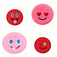 Patchs en chenille à motif visage souriant, 8 cm, patchs brodés autocollants applicables aux vêtements