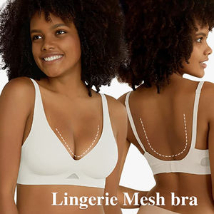 Sujetador de malla con <span class=keywords><strong>escote</strong></span> en V <span class=keywords><strong>profundo</strong></span> para mujer, lencería de realce, cómoda, sin aros, con almohadillas transpirables ligeras - Product Image 3
