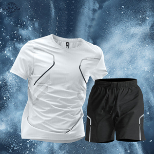 Ensemble T-shirt et short en soie glacée à séchage rapide pour <span class=keywords><strong>homme</strong></span> – Tenue de sport, course et entraînement – Logo et motif personnalisables disponibles - Product Image 2