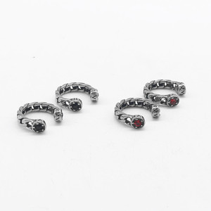 yunnique Fashion <b>Cuff</b> <b>Earrings</b> Stainless Steel Red Rhinestone Bezel Setting For Non Pierced <b>Ears</b> Japanese Korean Style - Product Image 3