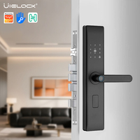 Cerradura Inteligente para Puerta UIELOCK D1-9, Moderna, Industrial, de Acero al Carbono, con WIFI, Material ABS Ignífugo, Personalizable, Negro Mate, Grado C