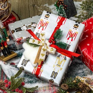 Christmas Nutcracker Pattern Gift Wrapping Paper Double-Sided Coated Specialty Paper for Holiday Packaging - Product Image 1