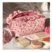 Sac de voyage de luxe portable grande capacité personnalisé pour cosmétiques, avec fermeture éclair, poignée souple, en tissu de coton pour maquillage