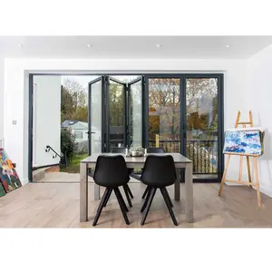 Puerta corredera de vidrio personalizada, bisagras de puerta de vidrio ahumado interior moderno de acero inoxidable