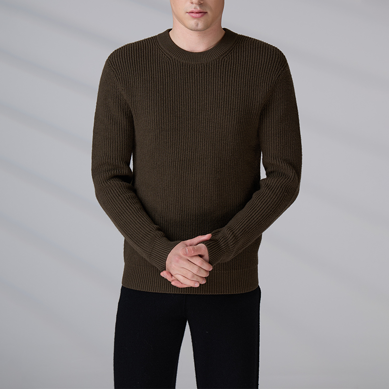 Customized Full Sleeve Men Knitwear 100% Merino Wool Jumper Winter Vintage Embroidery Logo Pullover Sweater