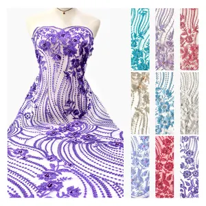 Nhà Máy Ren NewlyWay 2022 Nhà Sản Xuất Vải Sang Trọng Châu Phi Vải Thêu Ren Vật Liệu Vải - Product Image 1