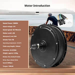 Kit Konversi Sepeda Listrik Motor Hub Brushless 72V 3000W dengan <span class=keywords><strong>Throttle</strong></span> Jempol, Roda Belakang, Layar LCD, Tuas Rem - Product Image 5