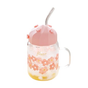 Vaso <span class=keywords><strong>de</strong></span> vidrio personalizado <span class=keywords><strong>de</strong></span> alta calidad con tapa <span class=keywords><strong>de</strong></span> silicona y pajita, linda taza para <span class=keywords><strong>desayuno</strong></span>, taza <span class=keywords><strong>de</strong></span> oficina. - Product Image 5