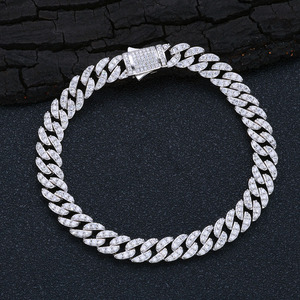 Bespoke <b>Solid</b> Gold Finished VVS Setting 9mm 1-Row Cuban Moissanite <b>Bracelets</b> 925 <b>Silver</b> Street Fashion Iced Supplier ODM B2B - Product Image 1