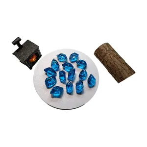 Çin yüksek kalite 15*25mm karayip mavi yangın cam boncuk dekoratif cam taşlar