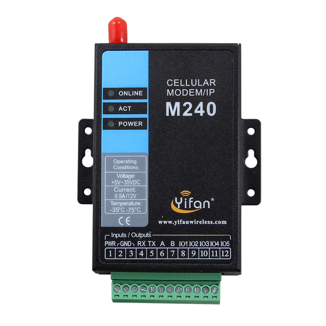 Yifan M240-L1 Smart CAT1 Wireless External Industrial Gateway 4G I/O TCP/IP Cellular RS485 Modems CE Certified 32-bit CPU 10Mbps