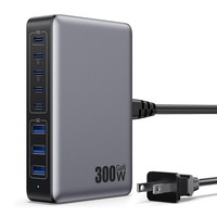Chargeur de bureau 300W au nitrure de gallium, station de charge rapide multi-ports PD pour ordinateur portable, ordinateur portable, téléphone portable