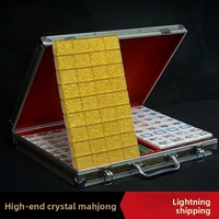 Coffret Cadeau de Tuiles de Mahjong et de Poker en Acrylique Haut de Gamme avec Jetons Intégrés, Dés à Thème Vent, Boîte en Aluminium, Marque JIAYI, pour Casino et Jeux à Domicile