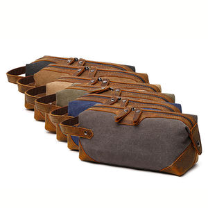 Travel <b>Toiletry</b> <b>Bag</b> Double Zipper Design with Leather Handle Suitable <b>for</b> Both <b>Men</b> and Women <b>for</b> Travel Daily Use - Product Image 2