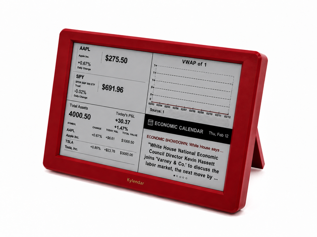 Intelevia 7" Smart Eye-Caring E-Paper Financial Dashboard WiFi Stock Ticker Real-Time BTC Crypto Chart Economic Calendar