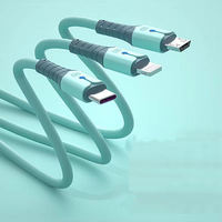 Cable de datos de silicona líquida para dispositivos electrónicos, Cable de datos de 1M, 1,5 M, 2M, Color Macaron, suave, seguro, OEM, Micro USB tipo C, Puerto IP con indicador LED