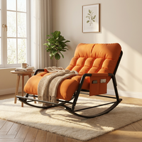 Fauteuil à bascule double usage, canapé de loisirs, design moderne, métal, coton, cuir PU, appartement, chambre à coucher