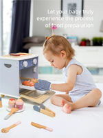 Ensemble de jeu d'imitation en bois pour enfants : four de cuisine, micro-ondes et accessoires de cuisine pour l'éveil et les jeux de rôle pour bébés