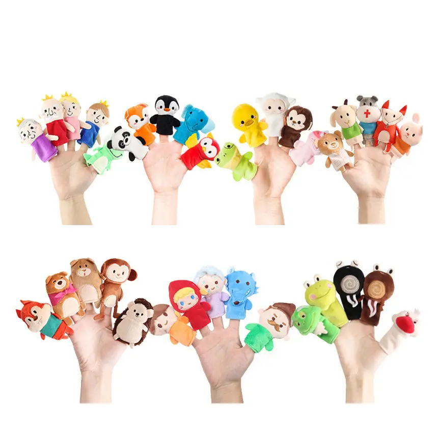 Songshan juguetes al por mayor personalizado educativo felpa animales personajes dedo cuentos de hadas marioneta de mano juguete para niños aprendizaje