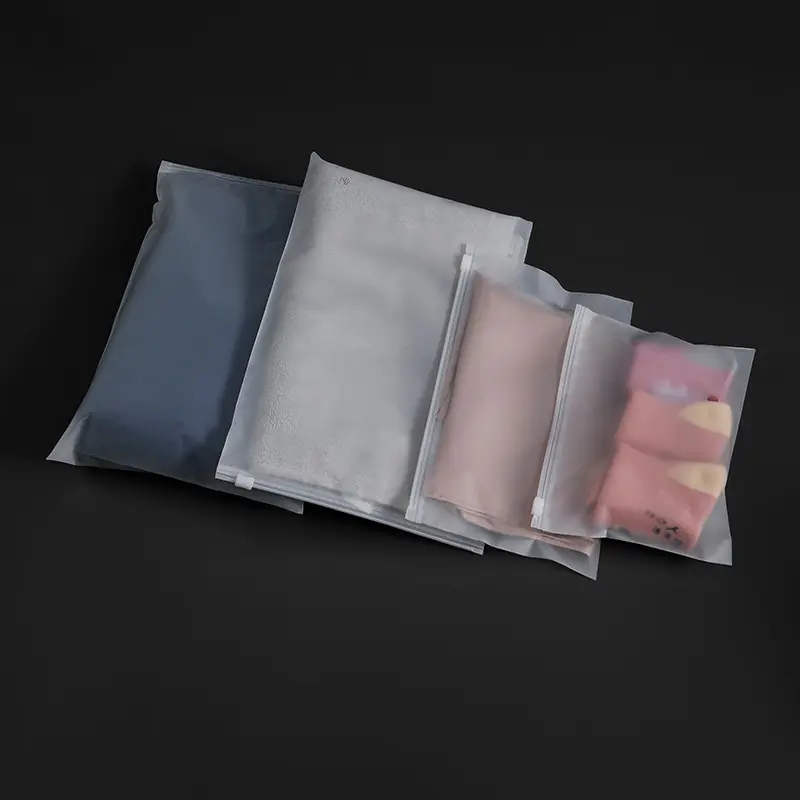 カスタマイズロゴ再封可能透明透明Peジッパー服衣服衣類配送包装つや消しプラスチックジップロックバッグ