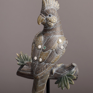 Adornos de Resina de Loros Estilo Americano, 2 Piezas, Decoración Tradicional para Sala de Estar, Diseño de Follaje - Product Image 3
