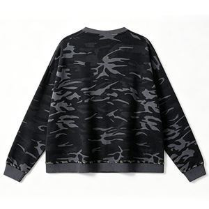 New Arrival Men <b>Camo</b> Waffle Knit Long Sleeve T Shirt Dark Camouflage Crew Neck Loose Fit Casual Pullover <b>Tops</b> Custom Logo - Product Image 2