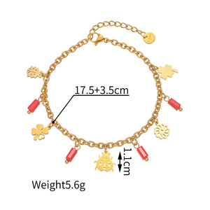 Bracelets Y2k Plaqué Or 18k Petit Ours Cristal Acier Inoxydable Bracelet Femme Pendentif Bijoux - Product Image 4