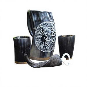 Classic Horn <b>Mug</b> with Thor's Hammer Design Handmade Eco-Friendly Beer Wine <b>Mug</b> <b>Large</b> Capacity Handle - Product Image 2