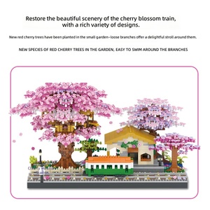 Cherry Train Station 3D City Street View Serie 2028pcs Mini Bouwstenen Kleine Bakstenen Montage Speelgoed Cadeau voor Rusland Vietnam - Product Image 2