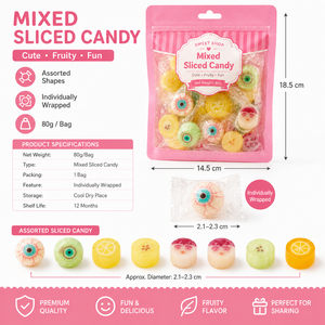 Handmade Sliced Candy 80g Mixed Pattern <strong>Rock</strong> <strong>Sweets</strong> Individually Wrapped Fruity Hard Candy - Product Image 2
