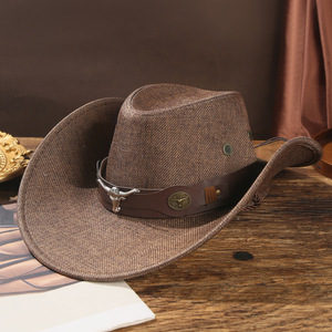 Cappello da Cowboy Vintage, Traspirante in Lino e Cotone con Tesa Larga, Cappello da Sole per Viaggi e Attività all'Aperto, Vendita all'Ingrosso per Uomini e Donne - Product Image 3