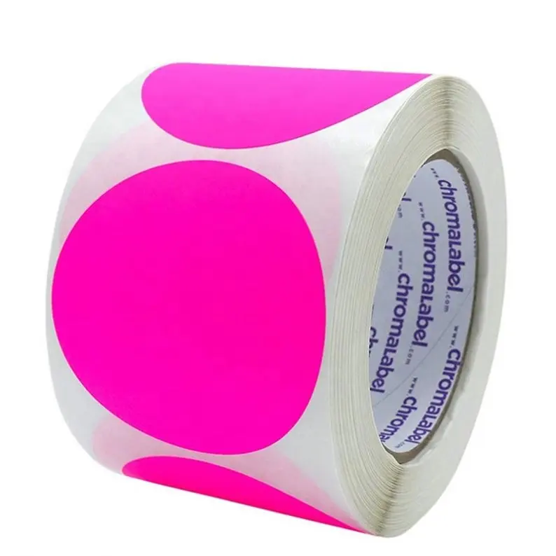 Promoción autoadhesivo multicolor forma personalizada pegatina en blanco círculo etiqueta adhesiva Térmica Directa rollo de etiquetas térmicas redondas