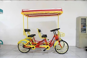 Bicicletas de <span class=keywords><strong>Pedales</strong></span> para Diversión Familiar, Bicicleta Surrey de 4 Ruedas para 4 Personas/Quadriciclo/Bicicleta Tándem para 4 Personas para Alquiler - Product Image 5