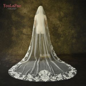 Ylapan v62 शानदार और सुरुचिपूर्ण स्पेनिश शैली के घूंघट विंटेज कढ़ाई फीता एकल परत लंबे पीछे ब्राइडल घूंघट - Product Image 4