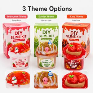 ชุดทำสไลม์ DIY แบบ OEM พร้อมธีมสวนสตรอว์เบอร์รีลาวา บรรจุภัณฑ์แบบกำหนดเอง ชุดของเล่นเสริมพัฒนาการสำหรับขายส่ง - Product Image 2