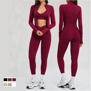 Ensembles <span class=keywords><strong>de</strong></span> sport personnalisés sur mesure pour femmes, avec fermeture éclair, abordables, <span class=keywords><strong>de</strong></span> qualité supérieure, style corset élastique, pour le yoga - Product Image 1