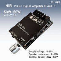 Module amplificateur de son numérique stéréo HIFI niveau 2.0 WUZHI AUDIO ZK-502C, carte amplificateur de haut-parleur numérique TPA3116D2 50Wx2