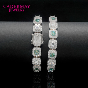 Cadermay Moissanite Tennis Necklace S925 Silver 10mm Pave Setting Party Jewelry Unisex - Product Image 3