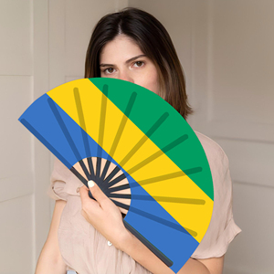 Abanicos Plegables de Bambú con la Bandera del Gabón al por Mayor, Abanico de Mano para Carnaval, Boda, Festival, Fiesta, Agencia de Viajes - Product Image 5