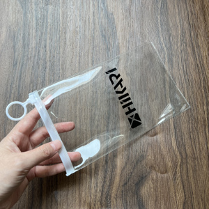 Sac à fermeture éclair en PVC personnalisé avec logo, 14x20cm, petit sac pour cosmétiques, emballage pour rouge à lèvres, sac à fermeture éclair transparent avec anneau blanc - Product Image 4