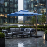 Parasol de jardin en aluminium à grande couverture, design cantilever, double ventilation, système d'éclairage LED, structure résistante aux intempéries