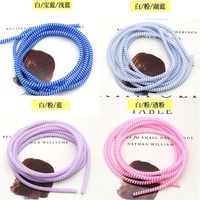 Corde de protection de câble de données de téléphone portable Corde de protection de câble de données tricolore de 1.4m Ressort de protection de câble de casque 3 en 1