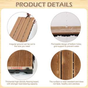 Dalles de sol modulaires en bois pour jardin, cour, patio, balcon – Revêtement de sol portable et emboîtable - Product Image 4