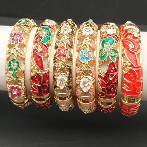 Ensemble de bracelets et joncs ethniques indiens en alliage d'argent tibétain, style vague cachemiri, pour filles, design rétro, origine Yiwu - Product Image 1