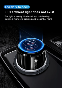 Chargeur de voiture double USB pour téléphone portable 20W QC3.0 3.1A Charge rapide Mini Portable pour voyage/Android Long Drive - Product Image 3