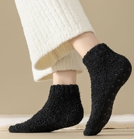 Bonbons couleur hiver corail polaire chaussettes cheville anti-dérapant pantoufles chaussettes confortables chaud sommeil chaussettes