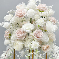 GNW Luxe op maat gemaakte witte blush roze zijden rozen bloembollen, gecascadeerde bloemstukken voor bruilofttafeldecoratie
