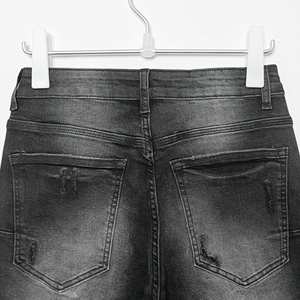 Jean de marque de haute qualité, style Rock Revival, déchiré, en denim, à double genouillère, <span class=keywords><strong>pour</strong></span> homme, grande taille, noir, coupe droite, avec maintien moyen - Product Image 3